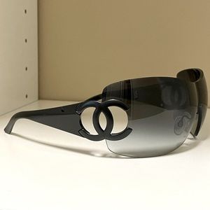 Chanel monogram shield / wrap sunglasses with case